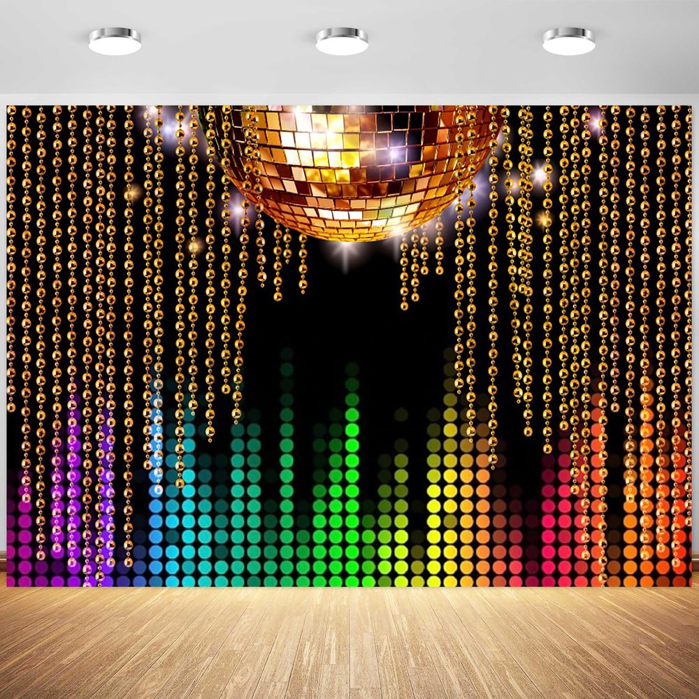 10x8ft Discos Backdrop Neon Discos Ball Lets Glow Crazy Photography Background 70s Birthday Night Discos Theme Party Decoration Supplies Photo Booth Props