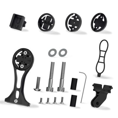 GRQUSTO Bike Computer Mount - Out Front GPS Combo Mount for Garmin Wahoo Bryton Cateye, Mountain Bike Accessories Compatible with 32mm 1.26'' Handlebar, Black