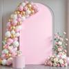 7.2FT Pink Arch Backdrop Cover - Polyester Fitted Wedding Arch Stand Covers Round Top Chiara Arch Backdrop Cover for Birthday Party Banquet Photo Background Decoration view 1