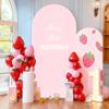 7.2FT Pink Arch Backdrop Cover - Polyester Fitted Wedding Arch Stand Covers Round Top Chiara Arch Backdrop Cover for Birthday Party Banquet Photo Background Decoration view 2