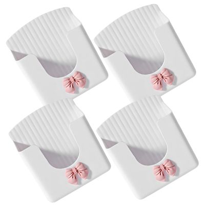 4pcs Wall Mounted Self Adhesive Storage Holder for Cell Phones and Remote Controls Cute Bow Design Multi Purpose Charging Stand Phone Support