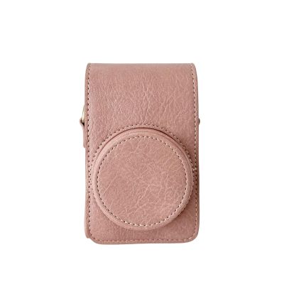 Andoer Digital Camera Case, PU Leather Camera Storage Bag with Detachable Shoulder Strap Compatible with RICOH GR2/GR3/GR3X, Canon G7X2/G7X3, Sony RX100/ZV1/LX10/SX740/ZR1000/CCD, Pink