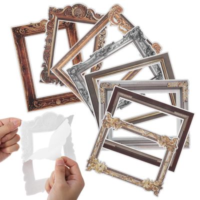 PRETYZOOM Vintage Picture Frame Wall Stickers 8 Pcs Photo Frame Stickers Removable PVC Wall Decals for Living Room and Bedroom DIY Decor for Home