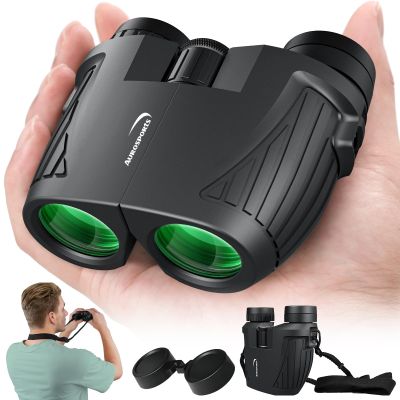 Aurosports 15x25 Compact Binoculars for Adult Kids - High Power Binoculars for Bird Watching - Easy Focus Small Binocular with Low Light Vision for Travel, Camping, Concert, Hiking