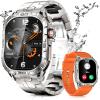 PODOEIL Military Smart Watch for Men with 1.96" AMOLED Screen, IP68 Waterproof Smartwatch with Bluetooth Call/Health Monitor/Sleep Monitor, 100+ Sports Modes Tactical Fitness Tracker for iOS Android view 1