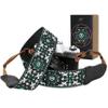 Padwa Lifestyle Camera Strap - 2" Cowhide Leather Head Cotton Camera Straps for Photographers,Vintage Jacquard Embroidery Adjustable Neck & Shoulder Strap for ALL DSLR/SLR Cameras (Green Flower) view 1