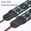 Padwa Lifestyle Camera Strap - 2" Cowhide Leather Head Cotton Camera Straps for Photographers,Vintage Jacquard Embroidery Adjustable Neck & Shoulder Strap for ALL DSLR/SLR Cameras (Green Flower) view 2
