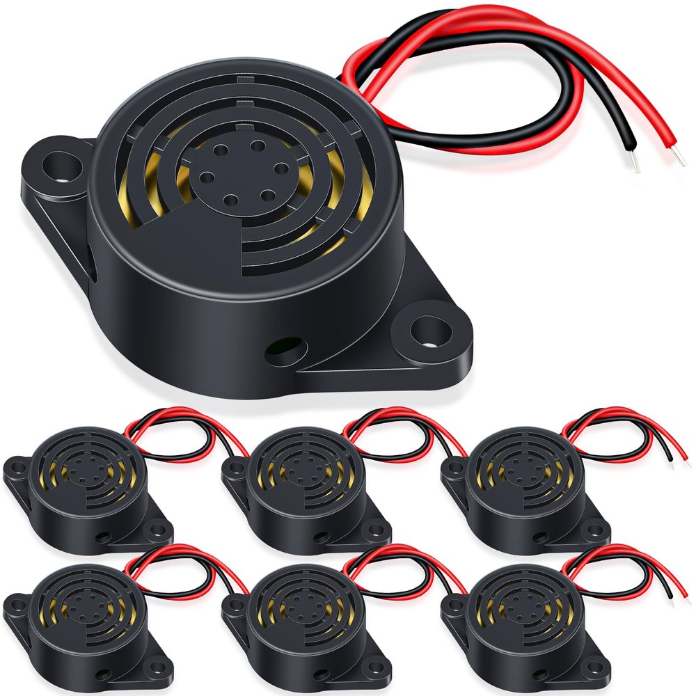 Geiserailie 6 Pcs DC 3-24V 95 dB Electronic Buzzer Active Piezo Buzzer Alarm Sounder Continuous Sound Beep, Black