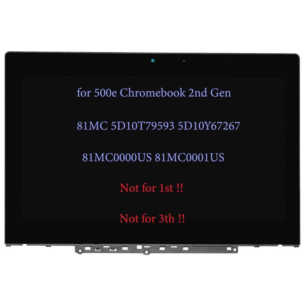 10 PCS ARUISIFX 11.6" Screen Replacement Compatible with Lenovo 500e Chromebook 2nd Gen LCD Display HD Touch Screen + Digitizer Assembly Bezel