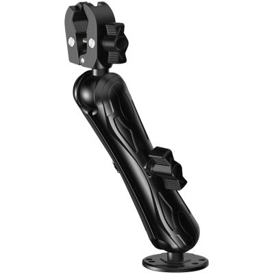 VAZESWIN Aluminum Alloy 1.5" Ball Trolling Motor Stabilizer Mount with Tough-Claw Clamp Base for 1/2" to 1-3/4" Diameter Rails, 9.1" Long Arm & Round Base for RAM Mounts C Size 1.5" Ball Components