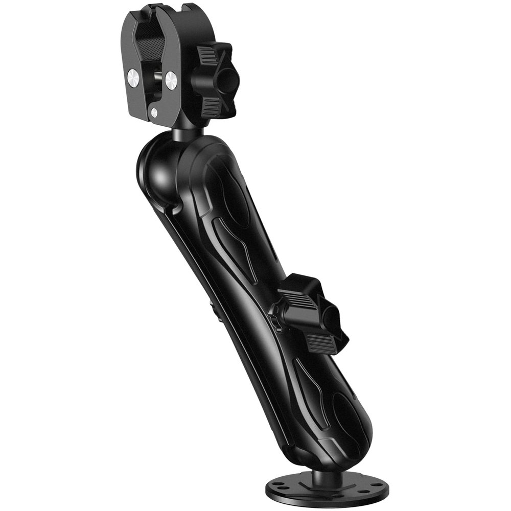 VAZESWIN Aluminum Alloy 1.5" Ball Trolling Motor Stabilizer Mount with Tough-Claw Clamp Base for 1/2" to 1-3/4" Diameter Rails, 9.1" Long Arm & Round Base for RAM Mounts C Size 1.5" Ball Components