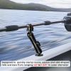 VAZESWIN Aluminum Alloy 1.5" Ball Trolling Motor Stabilizer Mount with Tough-Claw Clamp Base for 1/2" to 1-3/4" Diameter Rails, 9.1" Long Arm & Round Base for RAM Mounts C Size 1.5" Ball Components view 3