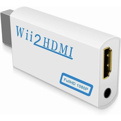 Labriciyon 1Pc White Wii to HDMI Converter, Supports 720P, 1080i, 1080P, 480i, 480p, PAL, NTSC, 3.5mm Audio Jack, Easy Plug and Play, No Installation Needed,Cables and Adapters Accessories