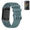 Bands Compatible with Fitbit Charge 5, Air Holes Design Silicone Sport Band Strap for Fitbit Charge 6 / Charge 5 with TPU Clear Screen Protector Case (Blue) view 1