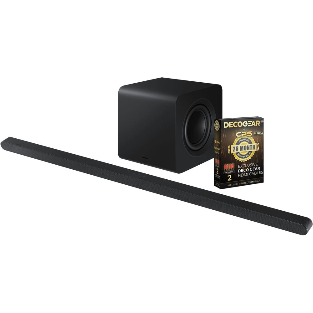 Samsung Ultra-Slim 3.1.2ch Wireless Dolby Atmos Soundbar, HW-S800D (2024) Bundle with 4K HDMI Cable & Deco Essentials CPS Exclusive 26 Month Protection Pack (BEACH-CPS-261000)