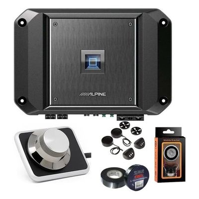 Alpine R2-A60F 4 Channel 600 Watt Class D Car Audio Amplifier & RUX-H01 Remote Bass Knob & PAK1 Bundle