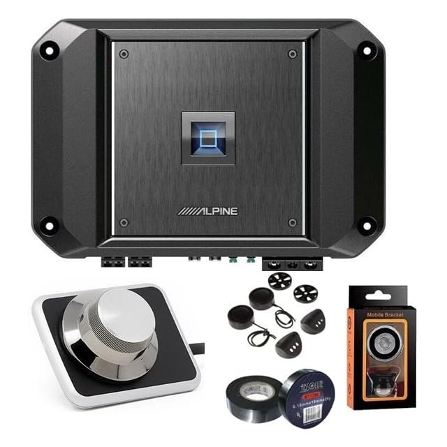 Alpine R2-A60F 4 Channel 600 Watt Class D Car Audio Amplifier & RUX-H01 Remote Bass Knob & PAK1 Bundle
