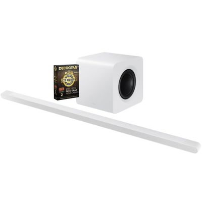 Samsung HW-S801D 3.1.2ch Wireless Soundbar Dolby Atmos White 2024 Bundle with Deco Gear 4K HDMI Cable w/Pure Copper Conductors x2 & CPS Exclusive 26 Month Protection Pack Bundle (BEACH-CPS-261000)