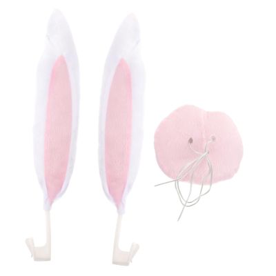 Mobestech Car Decorations for Christmas Rabbit Ears Car Decor Set Reindeer Antlers and Nose