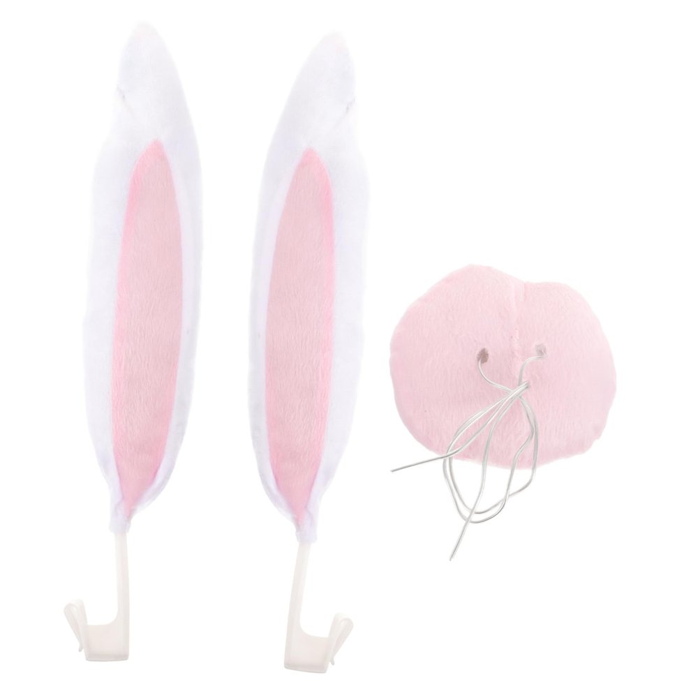Mobestech Car Decorations for Christmas Rabbit Ears Car Decor Set Reindeer Antlers and Nose