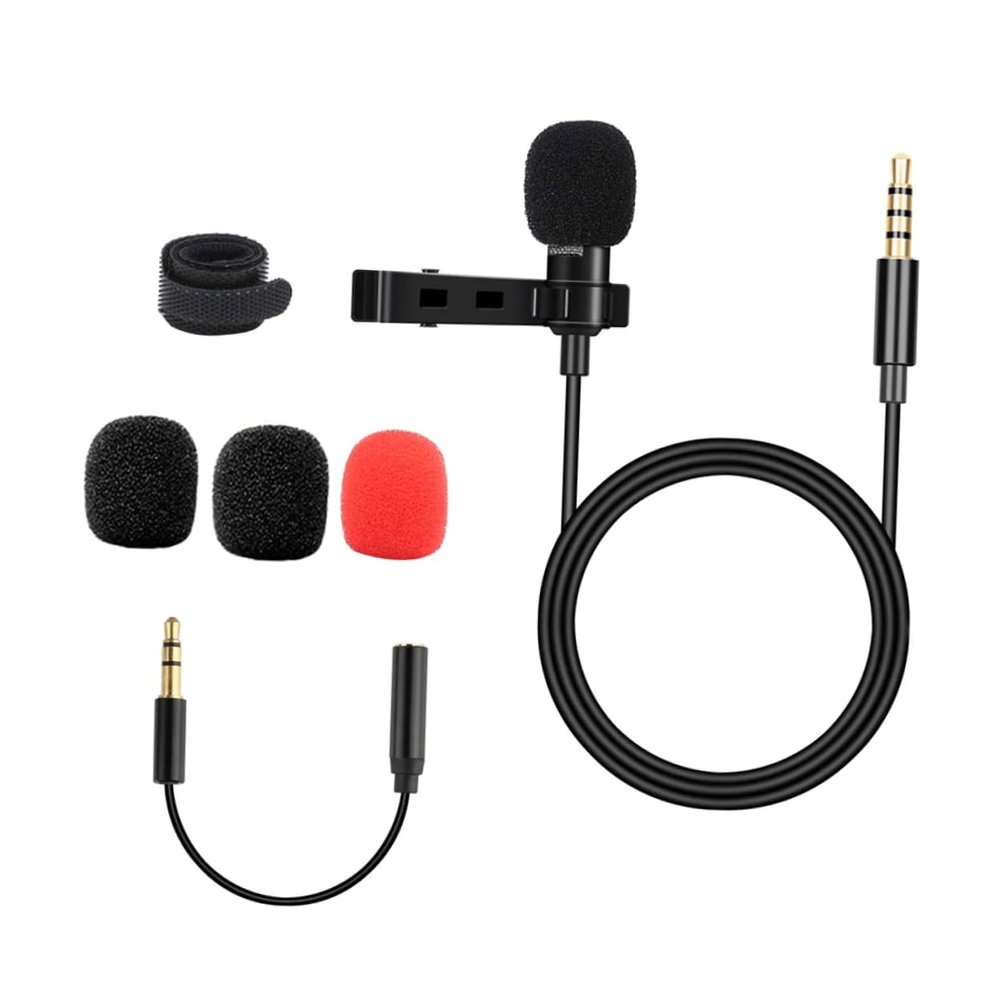 Angoily Clip Omnidirectional Lavalier Mic Cable for Audio Recording Phones Computers Portable Interview Microphone