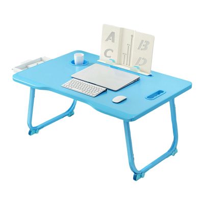 ZHIQISHI Lap Desk,Laptop Folding Desk, Multifunctional Portable Foldable Bed Table with Storage Drawer Bookshelf and Cup Holder for Bed/Couch/Sofa Working, Reading (Size: 6042cm) (Blue)
