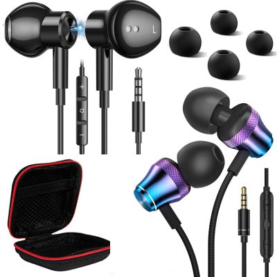 2 Pack 3.5mm Jack Earbuds Wired Earphone for Chromebook PC Laptop Samsung Galaxy S10 A25 A15 5G Plug in Audio Ear Buds Noise Canceling HiFi Stereo in Ear Headset Corded Headphones for Kindle Fire HD