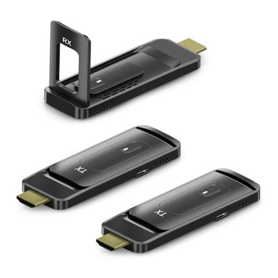 AIMIBO Wireless 2 Transmitters and HDMI Receiver 4K, Foldable Antenna, 5.8G & 2.4G Wireless HDMI Extender, Plug and Play, for Laptop, Camera, TV Box, 165FT/50M