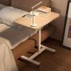 ZHIQISHI Lap Desk, Portability Folding Table TV Tray Mobile Lift Folding Computer Desk Movable Hospital Bed Side Dining Over Bed Table Sofa Side Table, Height Adjustment 59-89cm, Wood Color view 3