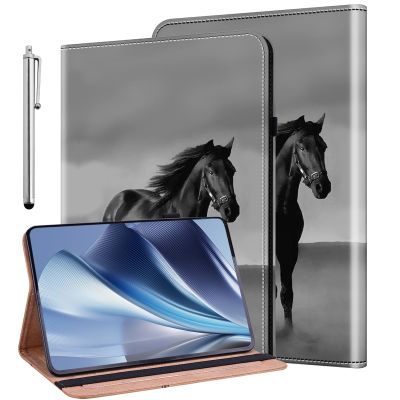 ALILANG Case for Samsung Galaxy Tab S7 FE 12.4 Inch Case 2021 (SM-T730/T736) with Stylus, Shockproof Folding Stand Cover for Galaxy Tab S7 FE Case-Black Horse