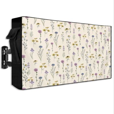FALABON88 Outdoor TV Cover 55 Inch, Weatherproof Waterproof Daisy Floral Farmhouse Outside TV Covers with Zipper Flap, 600D TV Enclosure Protector for Outside Flat Screen TV