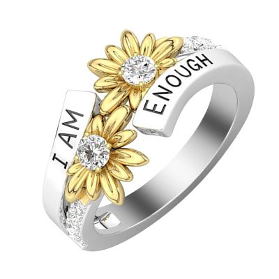 BTAKANPP Jewelry Rings Bicolor E-NOUGH Ring For You Daisy AM English Fashion Good I Rings Vintage Open Punk Rings (as show, 6), QqHbkMX1L