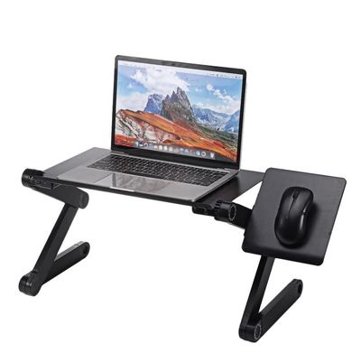 Adjustable Laptop Desk Stand Portable Laptop Table Cooling Fan Computer Notebook PC Holder with Mouse Pad Tray Bed Sofa (D 16.5"x10.2")
