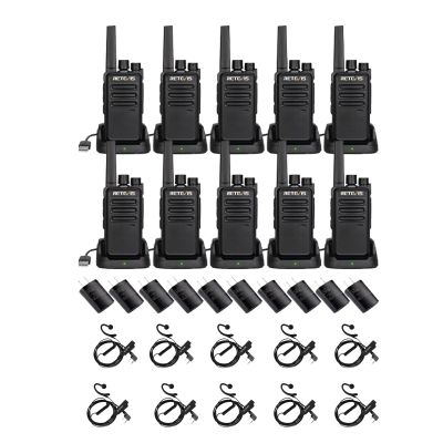 Retevis RT68 Walkie Talkie(10 Pack) Bundle with Earpiece(10 Pack),2 Way Radios Rechargeable with USB Charging Base and Adapter,Retevis G-Type Walkie Talkie Earpiece with Mic