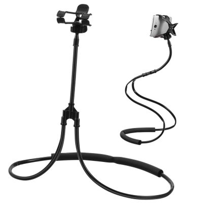 CHILDWEET Flexible Neck Hanging Phone Holder U-Shape Bracket for Lazy Use Desktop Bed Mount for All Phones Streaming Video Chats Black