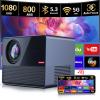 [Auto Focus/4K Support] FHD 1080P Projector 800 ANSI Cube Max 5G WiFi Bluetooth Outdoor Full-Sealed Enclosure Smart Home Movie Cinema Sports Game Karaoke Ready 20W Bass ZOOM Work w/ iOS Andrioid Cast view 1