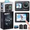 AKASO Brave 7 Action Camera 4K30FPS 20MP with 128GB U3 MicroSDXC Memory Card, Waterproof Camera with Touch Screen IPX8 33FT EIS 2.0 Zoom Support External Mic Voice Control with 2X 1350mAh Batteries view 1