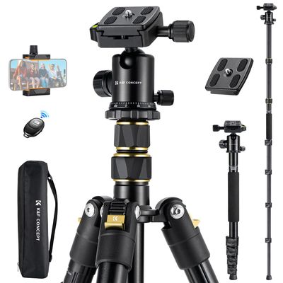 K&F CONCEPT Camera Tripod72" Aluminum Tripod for Camera, Lightweight and Foldable Travel Tripod with Remote & Extra Quick Release Plate, Professional Camera Tripod Monopod for DSLR Camera and Phone.