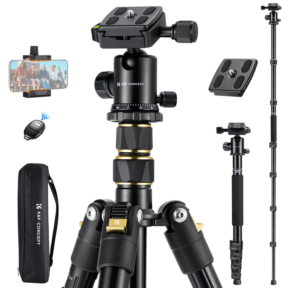 K&F CONCEPT Camera Tripod72" Aluminum Tripod for Camera, Lightweight and Foldable Travel Tripod with Remote & Extra Quick Release Plate, Professional Camera Tripod Monopod for DSLR Camera and Phone.