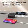 20 Ft Surge Protector Power Strip - 8 Widely Outlets with 4 USB Ports, 3 Side Outlet Extender with 20 Feet Extension Cord, Flat Plug, Wall Mount, Desk USB Charging Station, ETL, Black view 3
