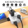 15 Ft Surge Protector Power Strip - 8 Widely Outlets with 4 USB Ports, 3 Side Outlet Extender with 15 Feet Extension Cord, Flat Plug, Wall Mount, Desk USB Charging Station, ETL, White view 2