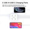 20 Ft Surge Protector Power Strip - 8 Widely Outlets with 4 USB Ports, 3 Side Outlet Extender with 20 Feet Extension Cord, Flat Plug, Wall Mount, Desk USB Charging Station, ETL, White view 3