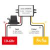 YBBOTT DC 10V-60V Step Down to 5V 5A 25W DC Buck Converter 12V 24V 36V 48V to 5V Power Transformer Reducer Compatible with Vehicle Car Truck Volt view 3