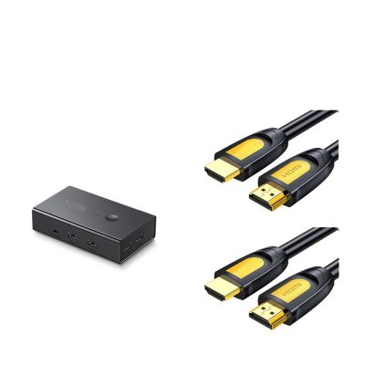 XOIIIQND HDMI switcher Two in and one Out kvm Screen Cutter 4K high Definition Shared Mouse Keyboard 4 USB Devices (Color : HDMI cable2 Set, Size : HDMI)