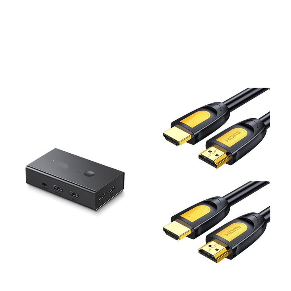 XOIIIQND HDMI switcher Two in and one Out kvm Screen Cutter 4K high Definition Shared Mouse Keyboard 4 USB Devices (Color : HDMI cable2 Set, Size : HDMI)
