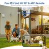 2.5K Wireless Solar Security Camera System, 4 Pack 360 View PTZ WiFi Cameras, Full Color Night Vision,Easy Setup, 2-Way Audio,10CH WiFi NVR with 128GB Storage, PIR Alarm, Compatible with Alexa view 2