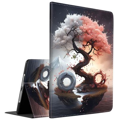 Case for Samsung Galaxy Tab S9 11 inch Tablet 2023 Model X710/X716B/X718USlim Fit Foldable Standing Cover Case with Auto Sleep/Wake for Galaxy Tab S9 Full Moon Cherry Blossom