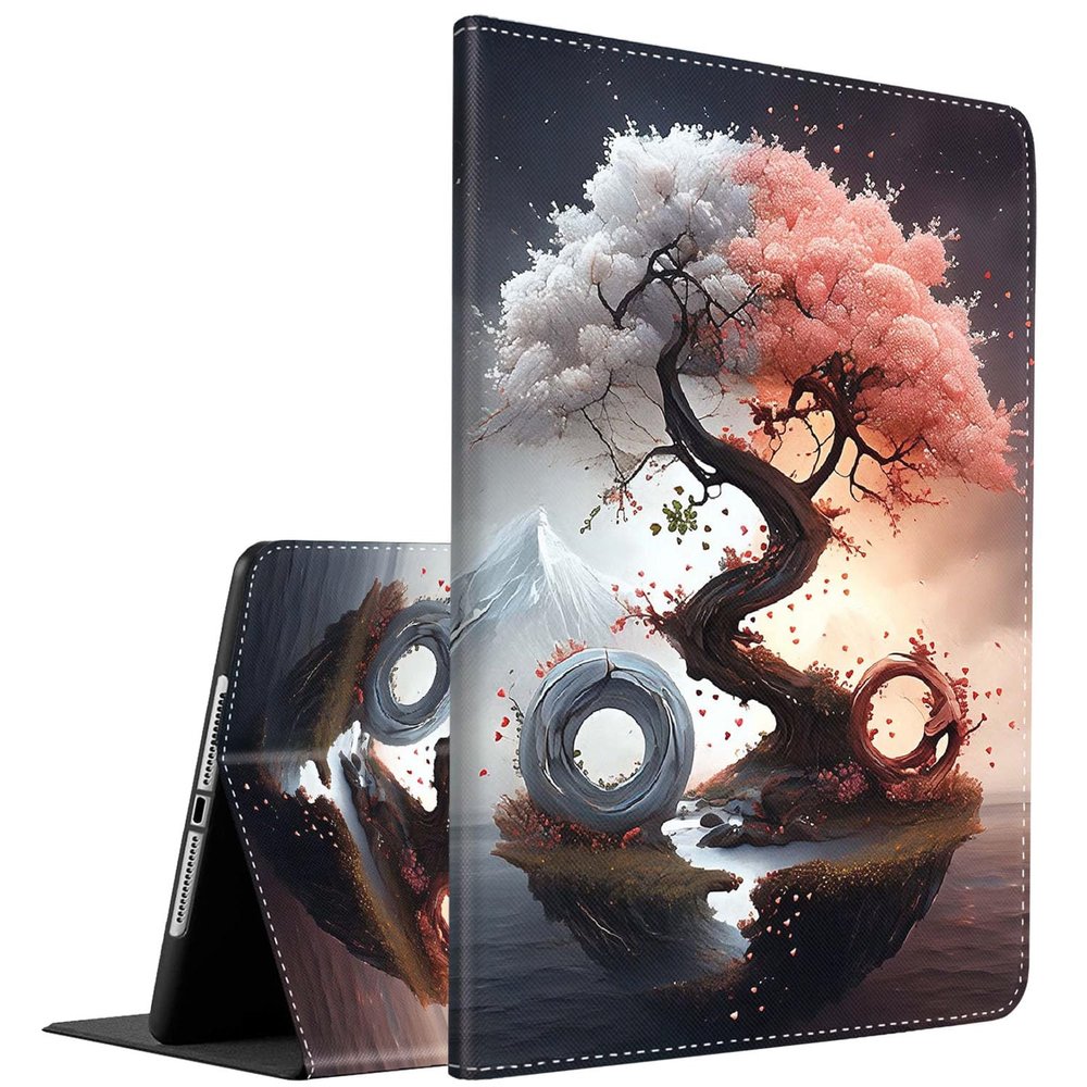 Case for Samsung Galaxy Tab S9 11 inch Tablet 2023 Model X710/X716B/X718USlim Fit Foldable Standing Cover Case with Auto Sleep/Wake for Galaxy Tab S9 Full Moon Cherry Blossom