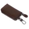 SOLUSTRE Leather Multifunctional Car Key Pouch Zippered Key Case for Men Hanging Waist Design Coffee for Organizing and Preventing Loss view 1