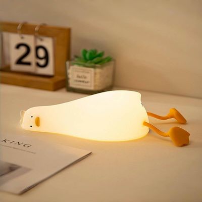 Daixinde Lying Flat Duck Night Light, Squishy Duck Lamp with Tap Control, 30-Min Auto-Off Timer, Rechargeable Silicone Bedside Lamp for Kids Adults, [Mothers Day Gifts]